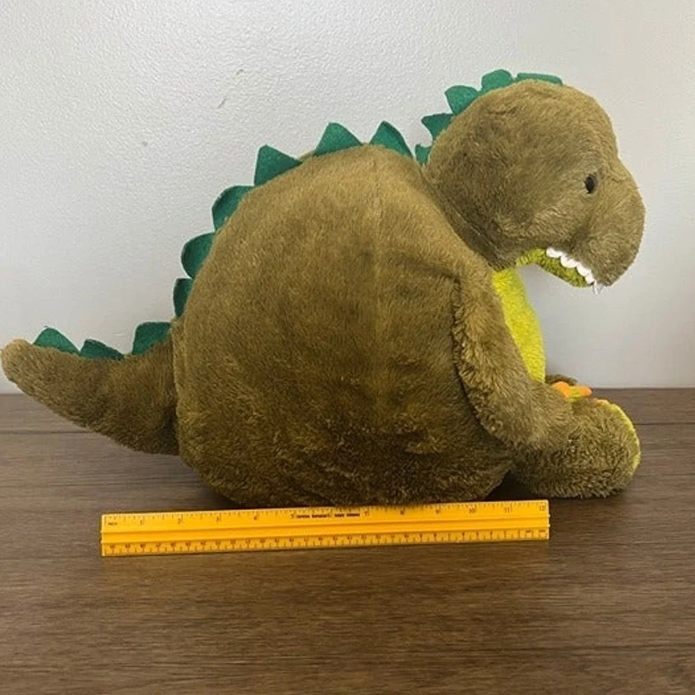 Green‎ Dinosaur T-Rex Plush Stuffed Animal Soft Toy Round 12 inch Green Spikes